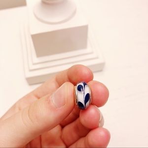 Blue Painted Transparent Pandora Bracelet Charm